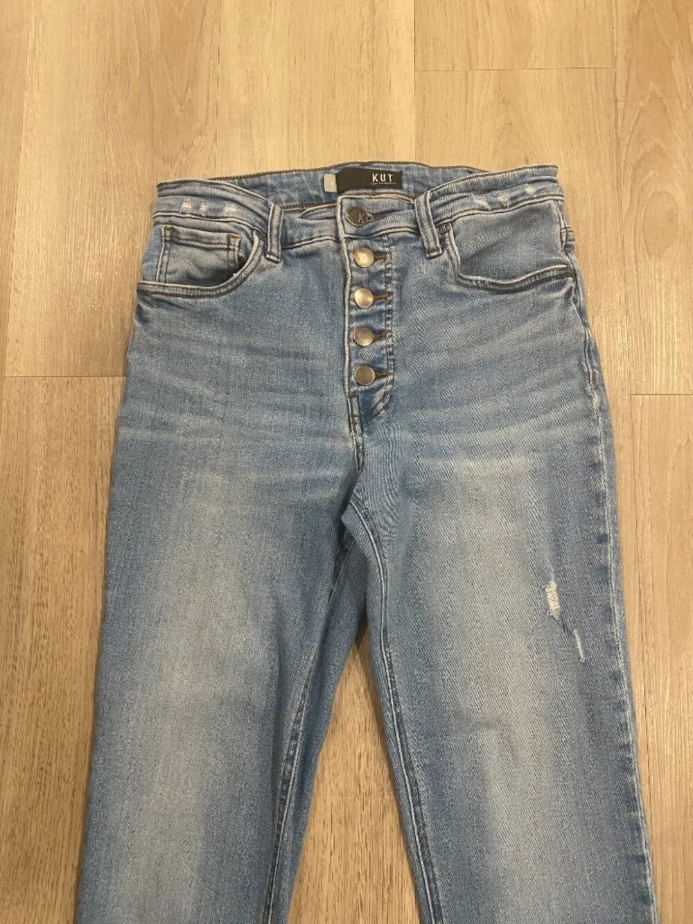 Kut From The Kloth High Rise Button Fly Ankle Jeans Raw Hem Size 4